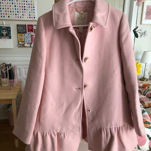 EEUC Kate Spade Pink Wool Ruffle Coat
